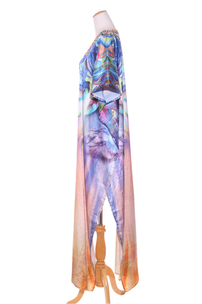SAKHEE - Embellished feather detail maxi kaftan! 10-18