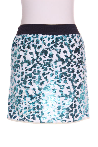 AUGUSTINE - Teal + white sequin mini skirt! 8