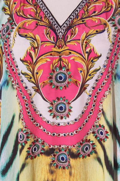 SAKHEE - Embellished Tiger stripe maxi kaftan! 10-18