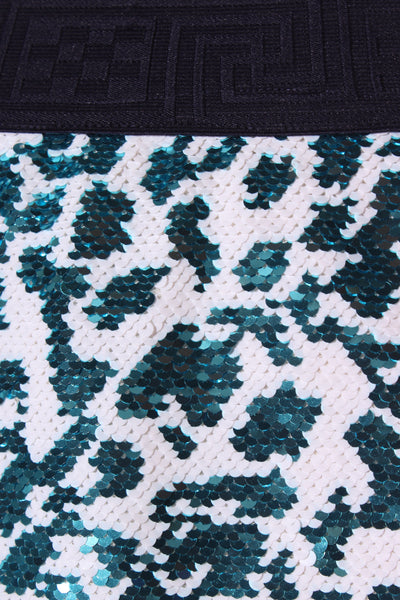 AUGUSTINE - Teal + white sequin mini skirt! 8