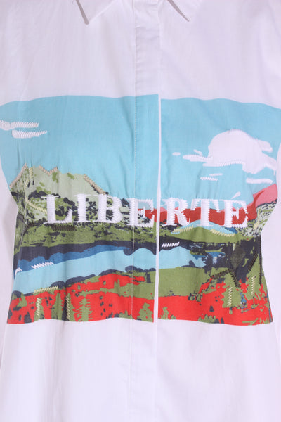 CARRÉ NOIR "Liberte" embroidered print shirt! 12