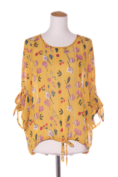 KETZ-KE - Fruity print mustard top! 10-12