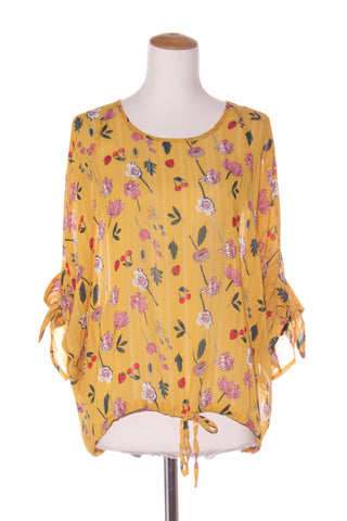 KETZ-KE - Fruity print mustard top! 10-12