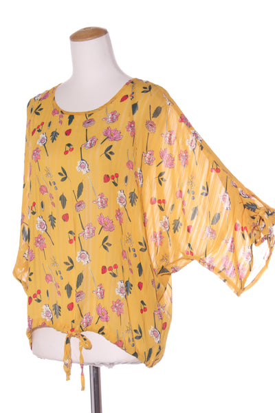 KETZ-KE - Fruity print mustard top! 10-12