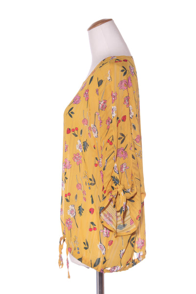 KETZ-KE - Fruity print mustard top! 10-12