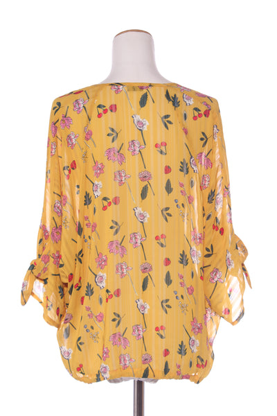 KETZ-KE - Fruity print mustard top! 10-12