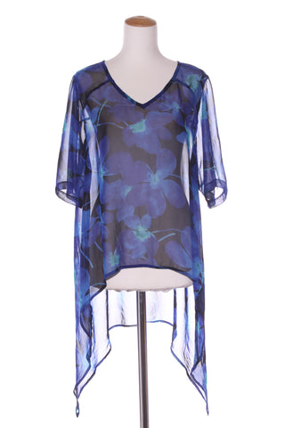 CASHEWS - Cobalt floral chiffon hi-low over top! 16