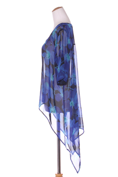 CASHEWS - Cobalt floral chiffon hi-low over top! 16