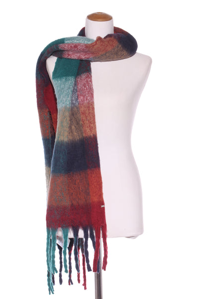 JOULES "Folley" brushed check scarf - Navy/green!
