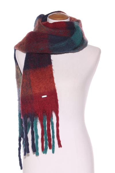 JOULES "Folley" brushed check scarf - Navy/green!