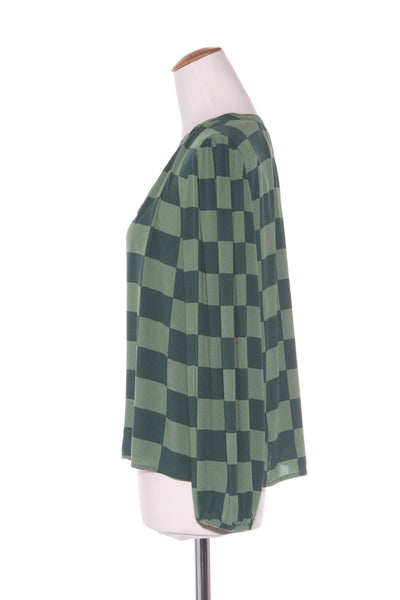 STELLA + GEMMA "Hudson" Green check blouse! 14
