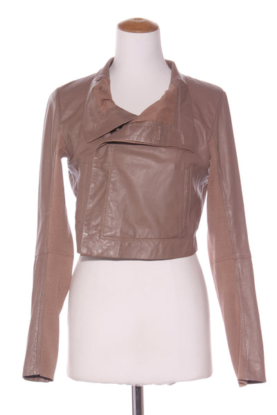 SATCH - Leather + rib panel crop jacket - Mocha! 12