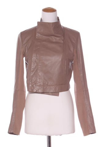 SATCH - Leather + rib panel crop jacket - Mocha! 12