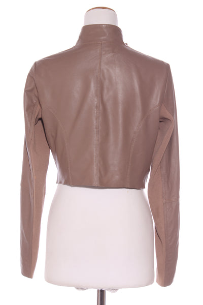 SATCH - Leather + rib panel crop jacket - Mocha! 12