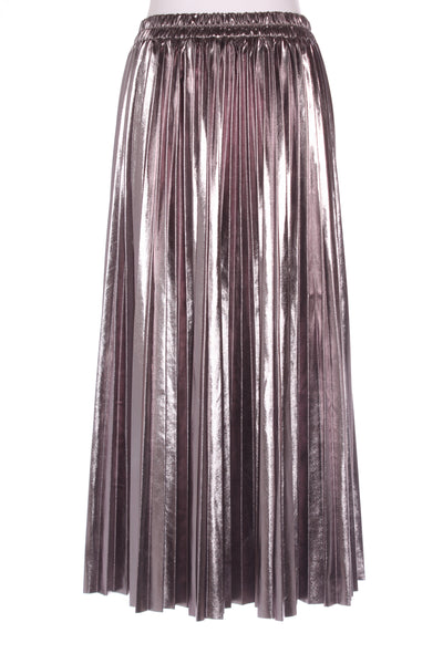 STELLA + GEMMA - Metallic silver pleat midi skirt! 10