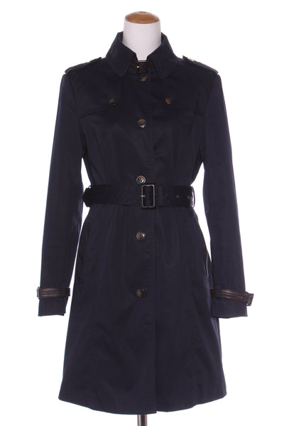 ESPRIT - Leather trim trench coat - Navy! 12