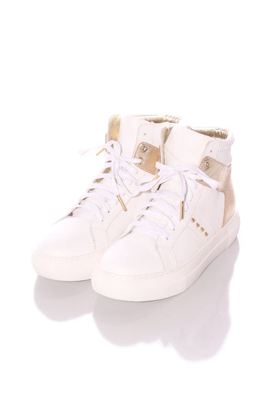 STORM (BN) White + gold leather high top sneakers! 40