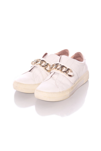 MI PIACI -  Gold chain white leather sneakers! 40