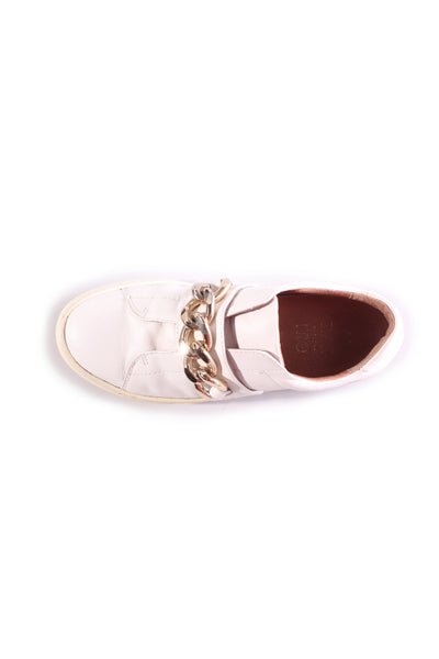 MI PIACI -  Gold chain white leather sneakers! 40