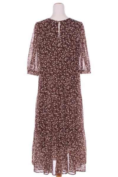 AMONG THE BRAVE - Brown floral tiered midi dress! 10