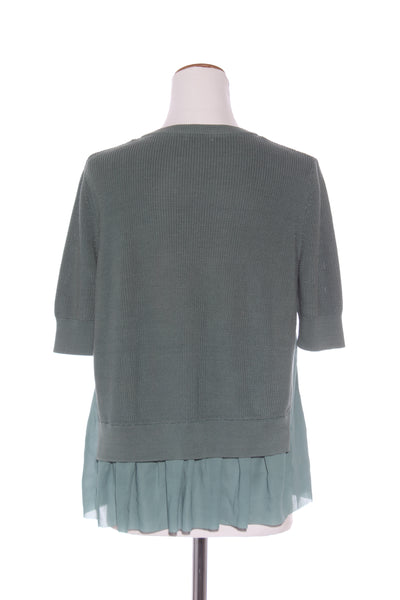 COS - Chiffon contrast moss green knit top! 10-12