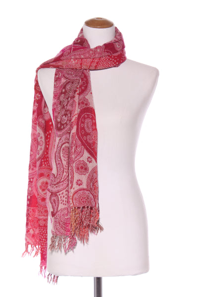 Quality wool pashmina pink paisley scarf!