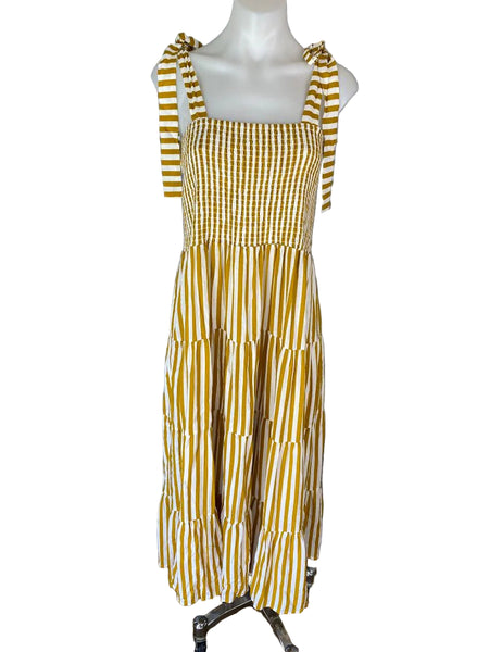 MISTER ZIMI - Mustard linen blend shirred tie dress! 16