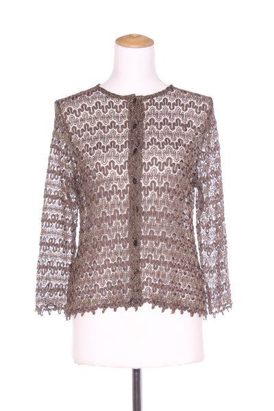 CACHET (NZ) Metallic gold thread lace cardi! 14