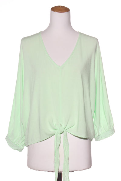 HOURGLASS - Linen blend tie front top - Lime! 18