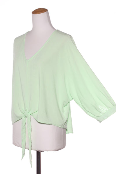 HOURGLASS - Linen blend tie front top - Lime! 18