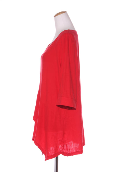 SLATE the label - Red linen blend layer hem top! 14-16