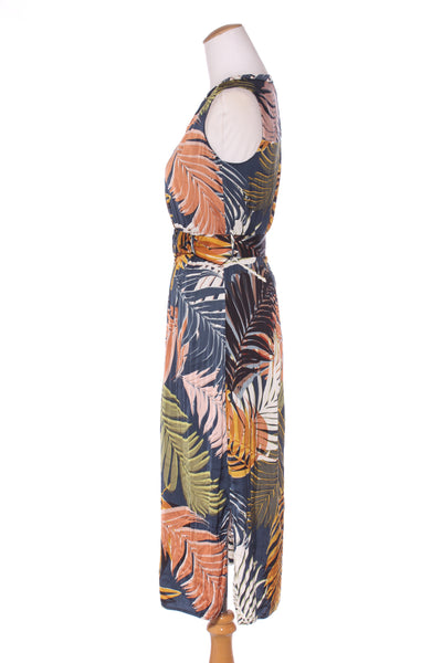 OLIVER BLACK - Palm print belted midi dress! 8-10