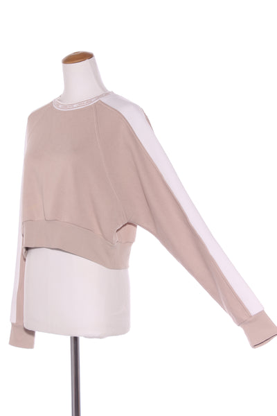 LORNA JANE - Crop sweater - Beige/white stripe! 14