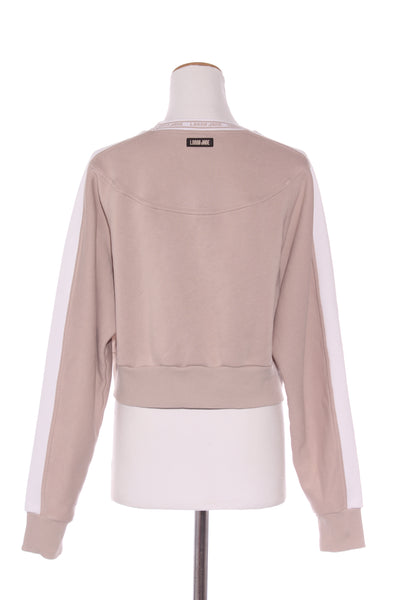 LORNA JANE - Crop sweater - Beige/white stripe! 14