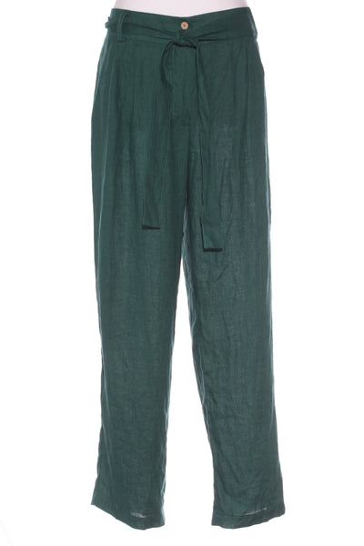 THE FOXES DEN - Straight leg qualtiy linen pants - Bottle green! 16