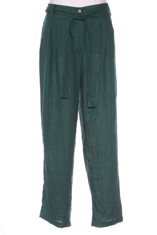 THE FOXES DEN - Straight leg qualtiy linen pants - Bottle green! 16
