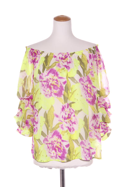 AUGUSTINE - Neon yellow + purple floral Top! 12