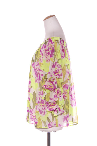 AUGUSTINE - Neon yellow + purple floral Top! 12