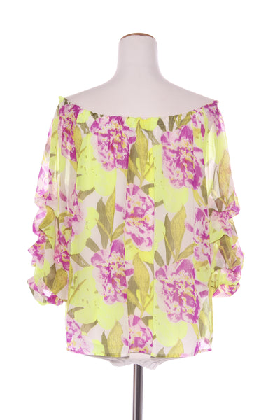 AUGUSTINE - Neon yellow + purple floral Top! 12