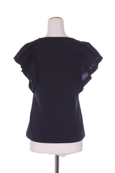 WITCHERY - Cotton ruffle sleeve top - Navy! 12