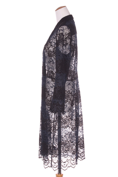 GANNI (LN) "Parker lace" navy + black shirt dress/duster! 14