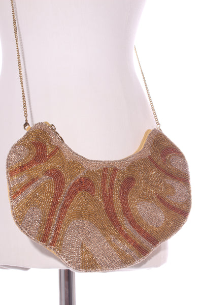 BLUE ILLUSION - Beaded croissant handbag/clutch!