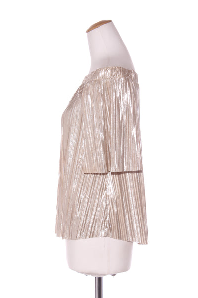RIVER ISLAND - Metallic gold micro pleat top! 12-14