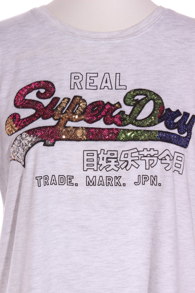 SUPERDRY - Sequin logo tee - Grey marle! 14