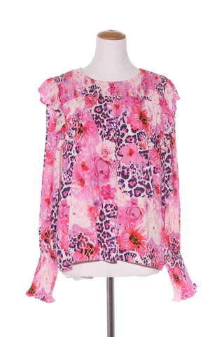AUGUSTINE - Pink animal floral shirred sleeve top! 12