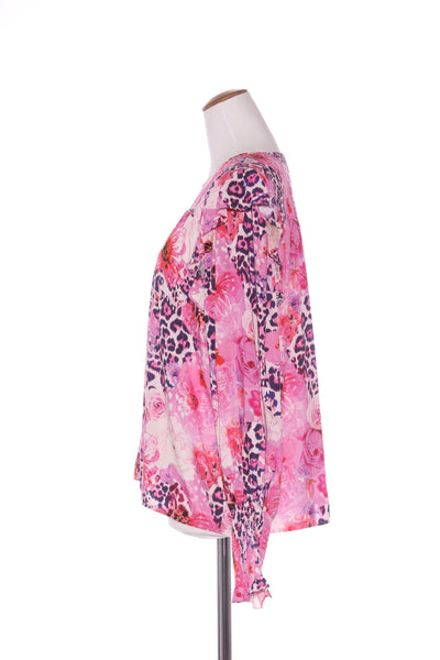 AUGUSTINE - Pink animal floral shirred sleeve top! 12