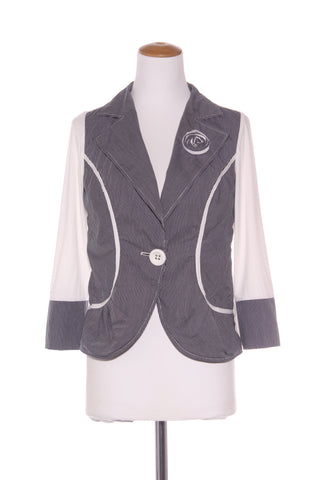 L'OFFICIAL - Pinstripe panel rosette detail jacket/shirt! 12