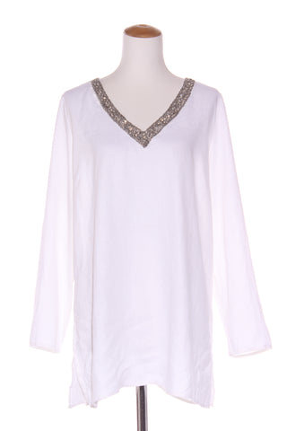 HEINE (LN) Embellished V neck linen tunic! 14-16