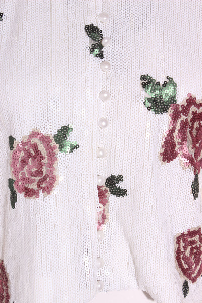 VINTAGE ROSE - Rose sequin + stretch panel jacket! 14