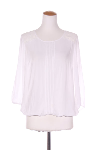 WALLIS (UK) Lace trim ivory viscose blouse! 12